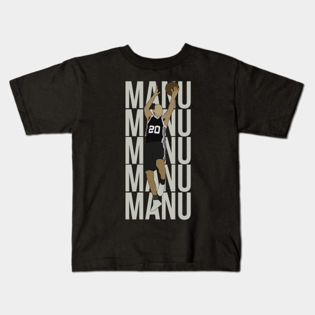 Manu Ginobili - San Antonio Spurs Kids T-Shirt by xavierjfong